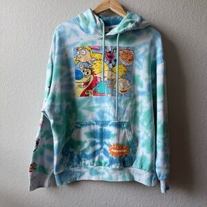 Vintage‎ 90's Nickelodeon Rugrats, Hey Arnold!, and Ren&Stimpy Tie-Dye Hoodie